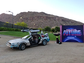 Delorean Time Machine with conference signage